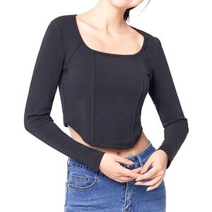 Black Long Sleeve Crop Top, Thick Long sleeve, Thick black long sleeve